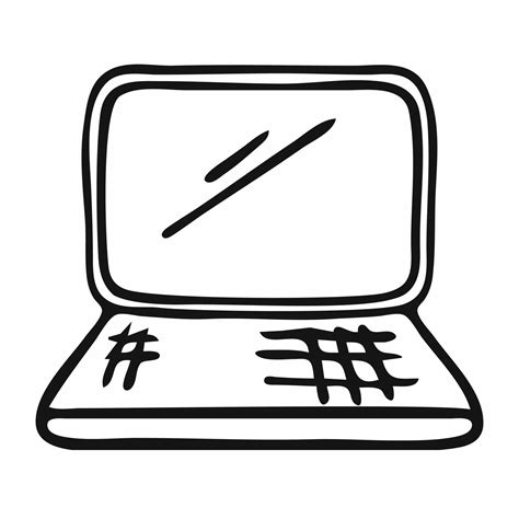 Doodle Laptop Computer Drawing By Hand Vector Pc Icon 5299723 Vector