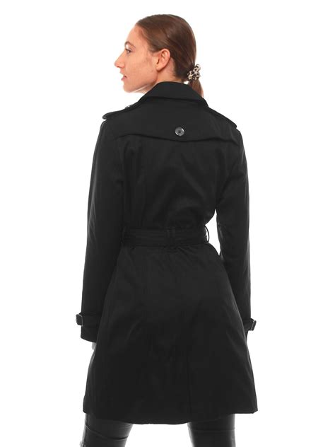 Womens Trench Coat Ladies Mac Jacket Size 8 10 12 14 Black Jacket Ebay
