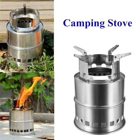 Grate folds to provide flat heating. Mini Portable Outdoor Camping Stove Backpacking Cooking ...