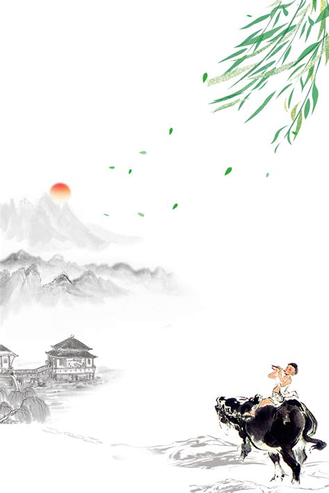 Ancient Style Simple Landscape Qingming Festival Background Wallpaper