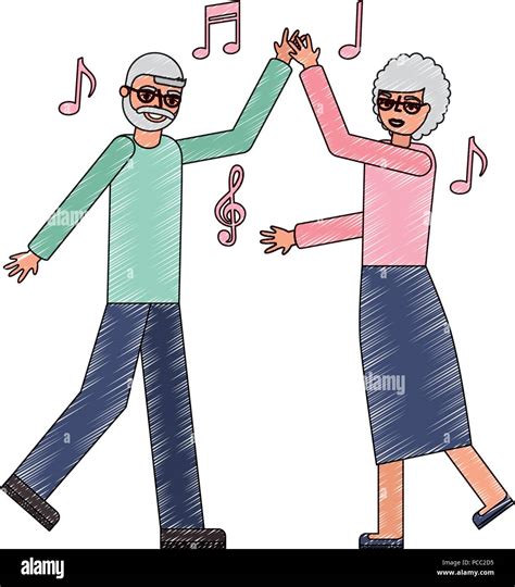 Dancing Grandpa And Grandma Happiness Vector Illustration Stock Vector Image And Art Alamy