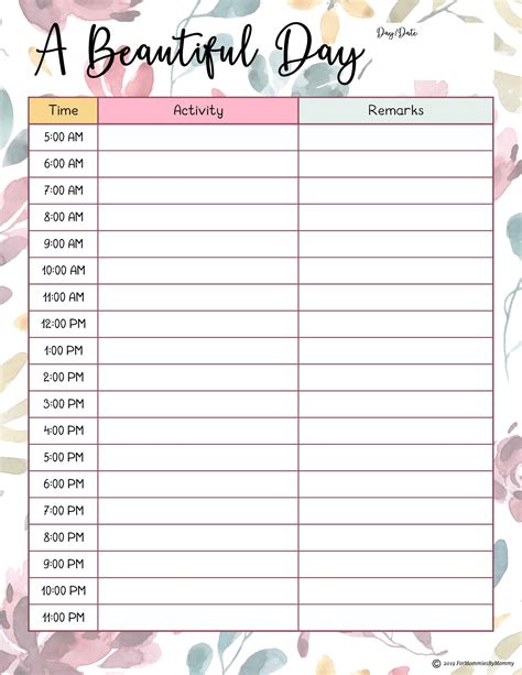 Printable Daily Planner And Calendar 2020 In Floral Design