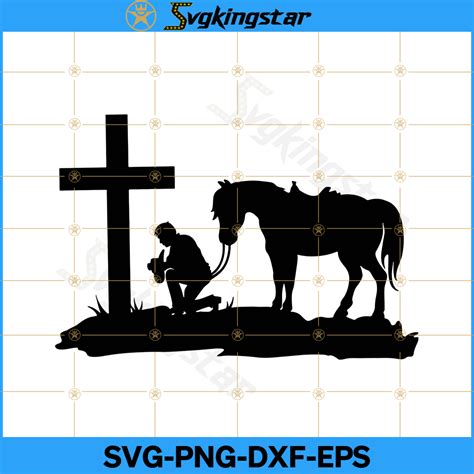 Cowboy Kneeling In The Cross Svg Kneeling Cowboy Svg Png Eps Dxf