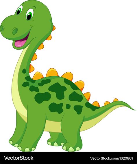 Cute Green Dinosaur Cartoon Royalty Free Vector Image