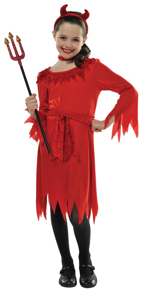Kids Little Red Devil Girls Halloween Party Fancy Dress