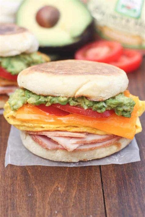 Cheesy Egg Avocado And Ham Breakfast Sandwiches Tastes Better From