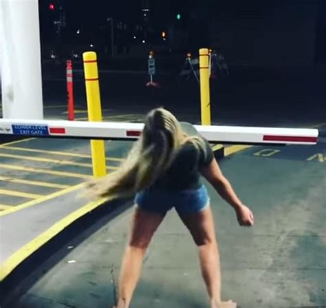 Drunk Girl Tries To Limbo With Parking Garage Gate Daily Mail Online
