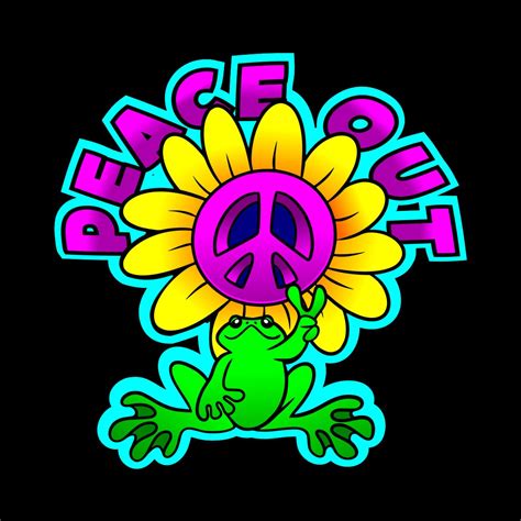Peace Out Frog Peace Sign Art Hippie Peace Sign Art Peace Art