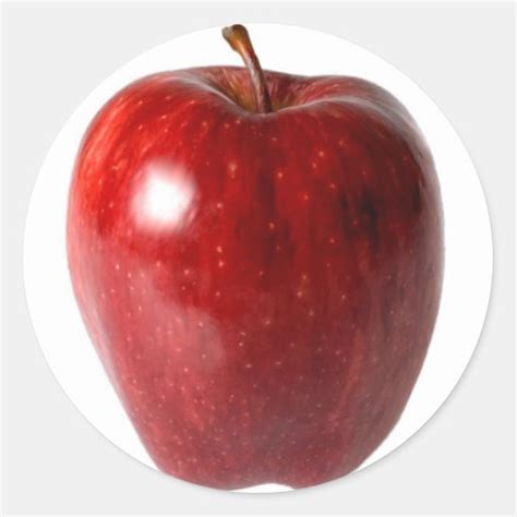 Bright Red Apple Classic Round Sticker Zazzle