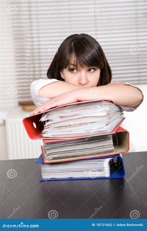 Over Worked Stock Photo Image Of Secretary File Manager 18721662