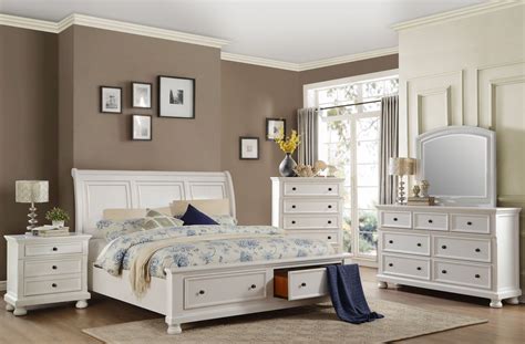 Spencer queen white bedroom set $799.00. Laurelin White Sleigh Storage Bedroom Set from Homelegance ...