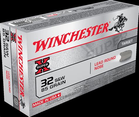 Winchester Super X Handgun 32 Sandw 85 Grain Lead Round Nose Brass Cased