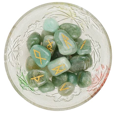 Buy Excel Set Of 25 Pcs Green Aventurine Stone Tumbled Rune Alphabet