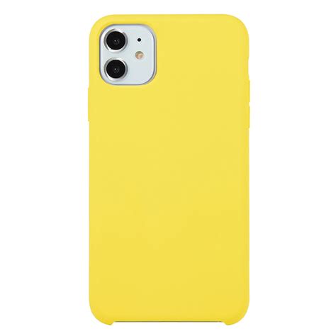 For Iphone 11 Solid Color Solid Silicone Shockproof Case Light Yellow