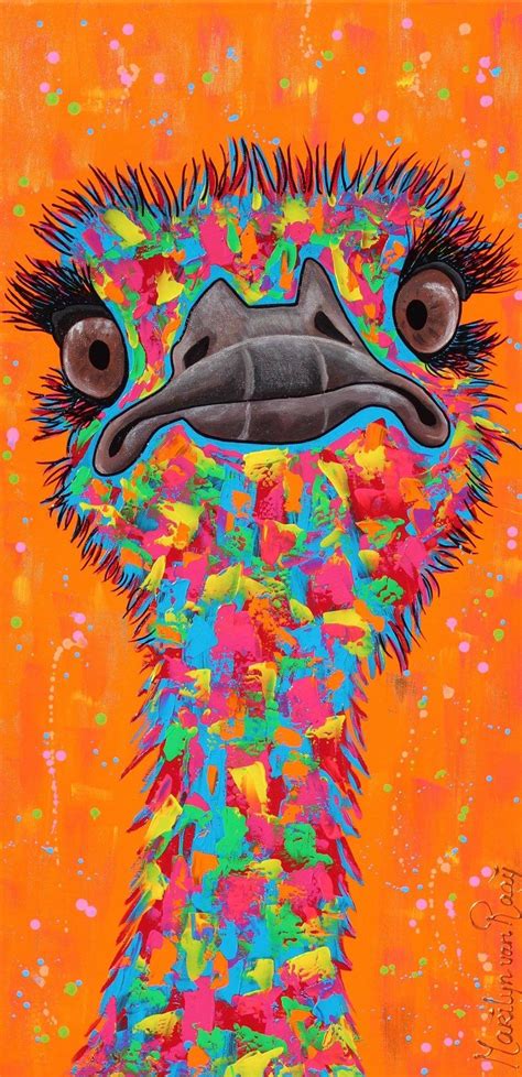 Painting Ostrich Sold Schilderij Struisvogel Verkocht Animal