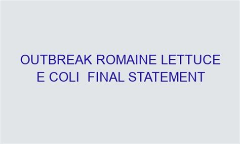 Outbreak Romaine Lettuce E Coli Final Statement Technovestments