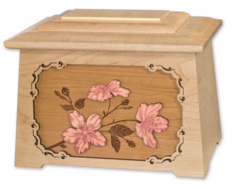 Cherry Blossoms Astoria Cremation Urn With Floral Wood Inlay Art Urns