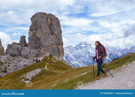 Tourist Girl At The Dolomites Stock Photo Image Of Healthy Famous