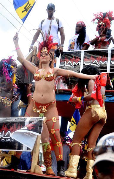rihanna bares skin at barbados parade