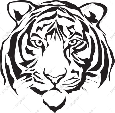 Gambar Vektor Wajah Siluet Kepala Harimau Kucing Alam Kepala Png Dan