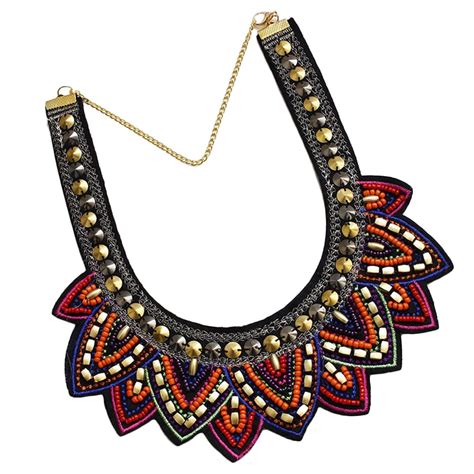 Charming Beaded Necklace Embroidery Handmade Ethnic Necklace Women