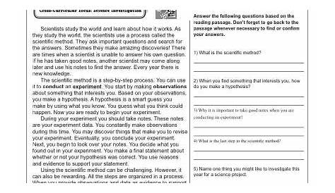 scientific method introduction worksheets