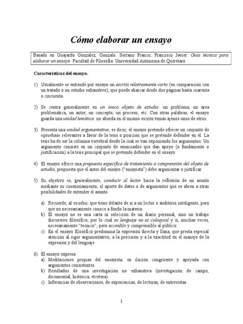 Cómo Elaborar Un Ensayo Ensayos Argumento Prueba Gratuita De 30