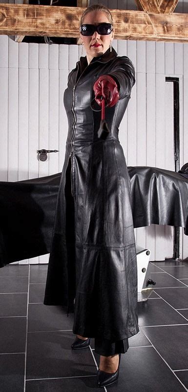 Dark Power Women Long Leather Coat Leather Mistress Leather Coat