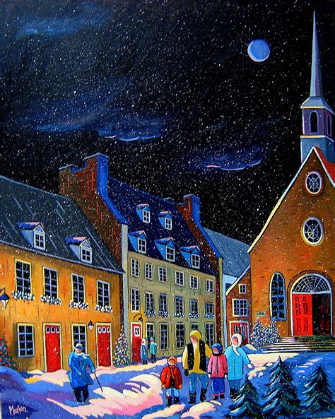 Neige De Nuit Dans Le Vieux Quebec Nighttime Snowfall In Old Quebec