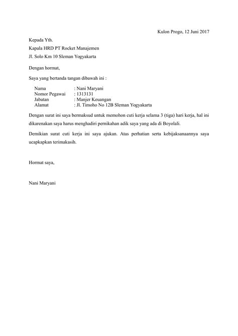 Surat Cuti Kerja Word Latest Letter Website