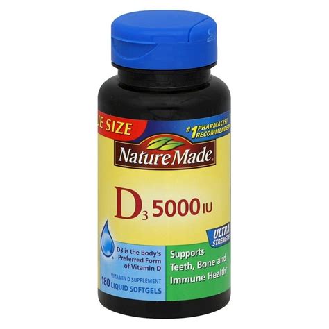 Nature Made Extra Strength Vitamin D3 5000 Iu 125 Mcg Softgels 90ct