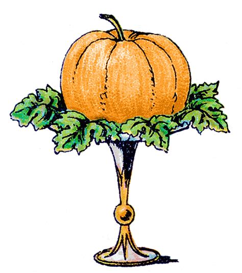 Vintage Clip Art Pumpkin On A Pedestal The Graphics Fairy