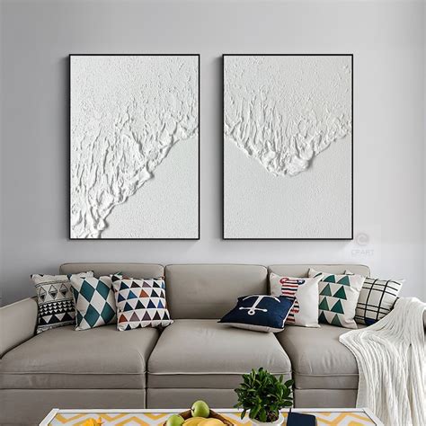White Textured Wall Artwhite Abstract Paintingwhite 3d Etsy