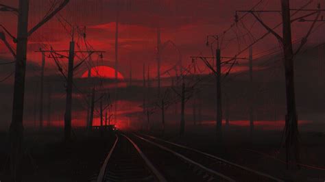 Silahkan kunjungi postingan dark red aesthetic wallpaper laptop untuk membaca artikel selengkapnya dengan klik link di atas. Railway Track With Red Sunset Background HD Red Aesthetic ...
