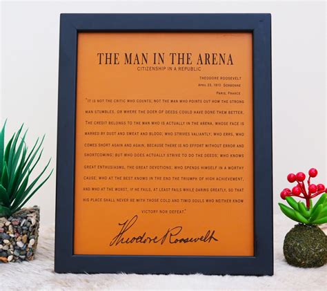 Inspirational Signs The Man In The Arena Sign Home Decor Sign Office Wall Decor Motivational