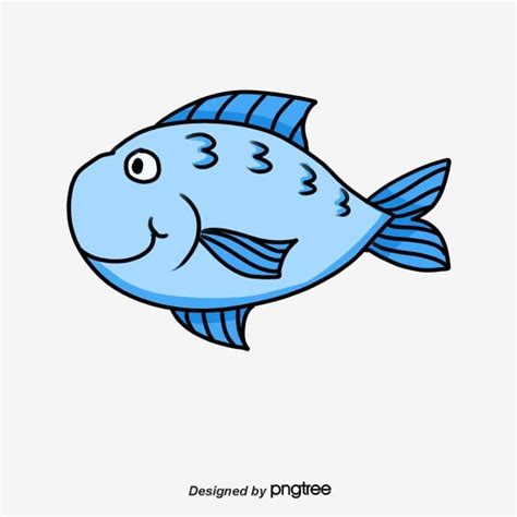 Blue Cute Smiley Face Big Eyes And Patterned Cartoon Fish Fish Clipart