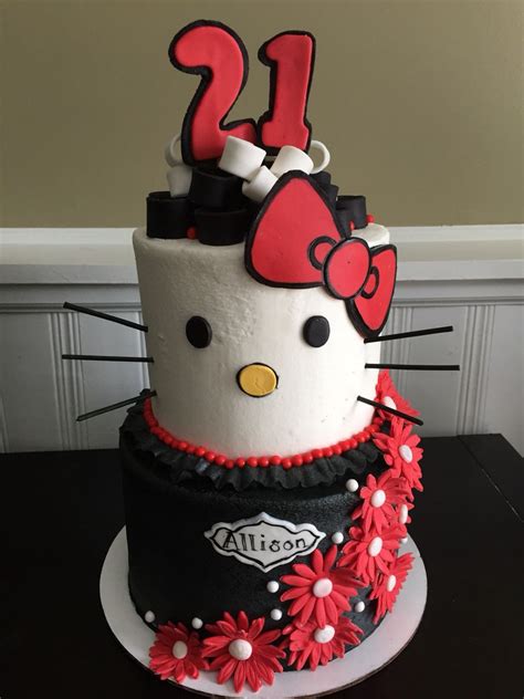 Hello Kitty Cake Red And Black 21st Birthday Cake 21st Birthday Cake