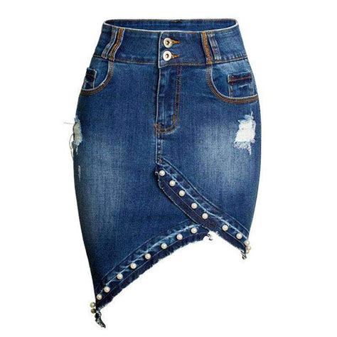 Pearls Beaded Irregular Denim Skirt Irregular Denim Skirt Denim Skirt Womens Bodycon Skirt