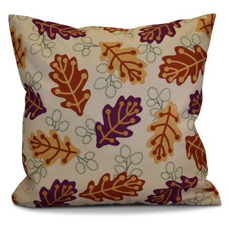 E By Design Flipping For Fall Retro Leaves Print Outdoor Pillow Purple