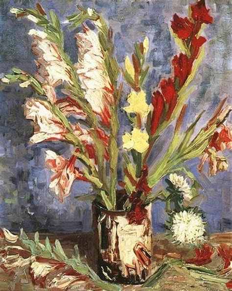 The following takes a closer look at the subject of a sunflower, van gogh, and his style. Vase with Gladioli, 1886 by Vincent Van Gogh