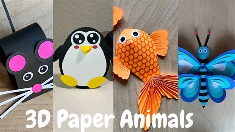 3d Animal Craft Ideas For Kids Easy Animal Crafts With Paper Youtube