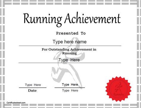 Sports Certificate Achievement In Running