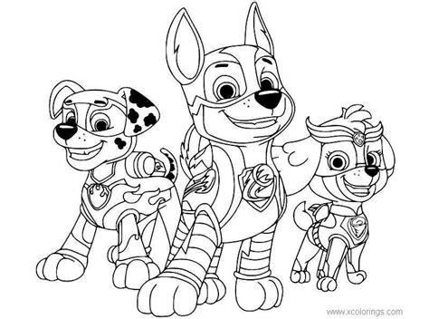 Chase Marshall and Skye from Mighty Pups Coloring Pages - XColorings.com