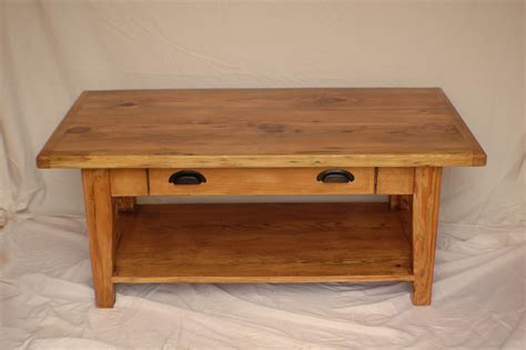 Buy Custom Reclaimed Heart Pine Coffee Table With Drawer And Shelf