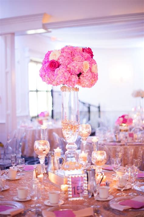Glam Pink Hydrangea Wedding Centerpieces Deer Pearl Flowers