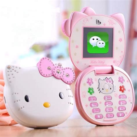 Lindo Mini Hello Kitty Chica Teléfono K688 Quad Banda Flip De Dibujos