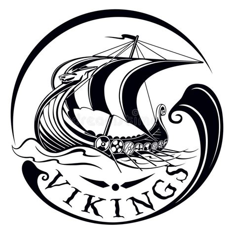 Drakkar Barco Viking Buque De Guerra De La Navegación Del Vintage
