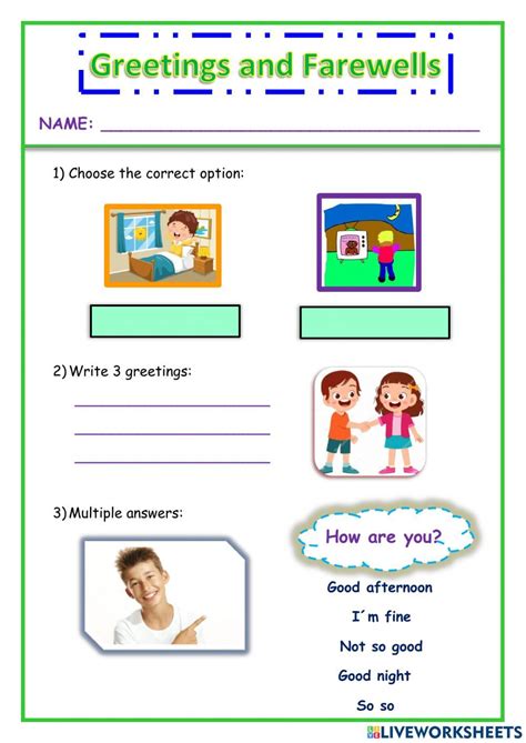 Esl Greetings And Farewells Worksheets Good Afternoon Assessment