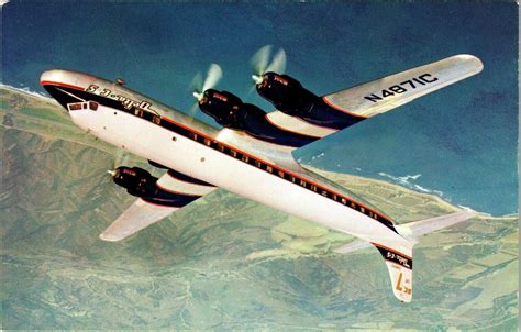 Vintage Postcard Delta C And S Airlines Douglas Dc 7 In Mid Flight