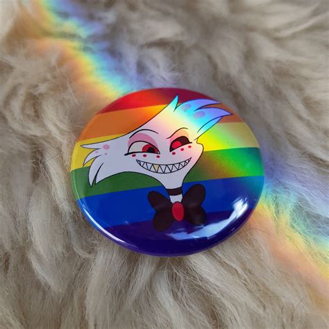 Hazbin Hotel Angel Dust Pride Button Pin Etsy